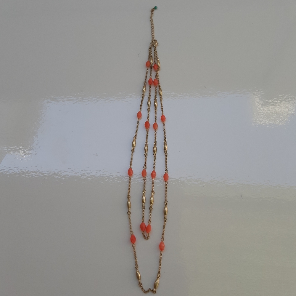 Peach/Gold 2 Tier Necklace